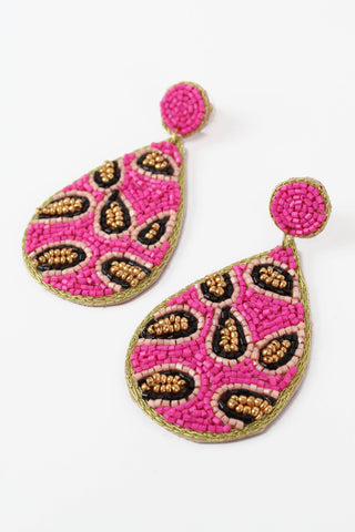 Beaded Leopard Print Earrings